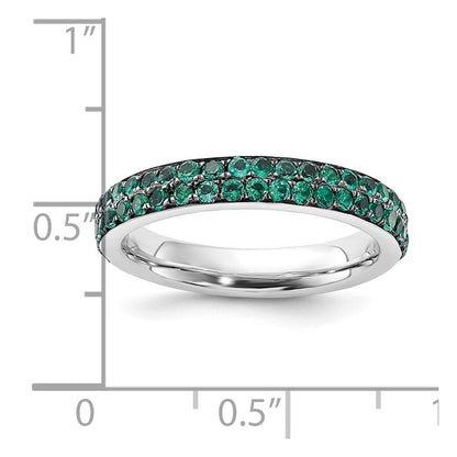 Sterlingsilber Stapelbar Expressions Poliert Erzeugt Smaragd Ring