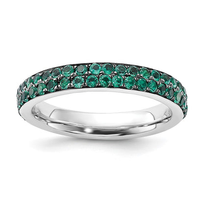Sterlingsilber Stapelbar Expressions Poliert Erzeugt Smaragd Ring