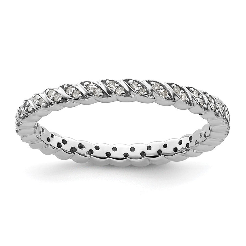 Sterlingsilber Stapelbar Expressions Poliert Diamant Ring