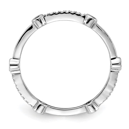 Sterlingsilber Stack Expressions Poliert Erzeugt Saphir & Diamant Ring (size 8 Nur)