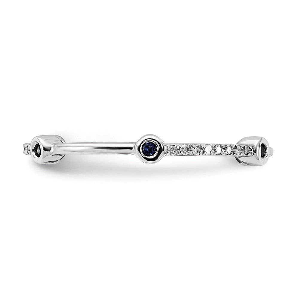 Sterlingsilber Stack Expressions Poliert Erzeugt Saphir & Diamant Ring (size 8 Nur)