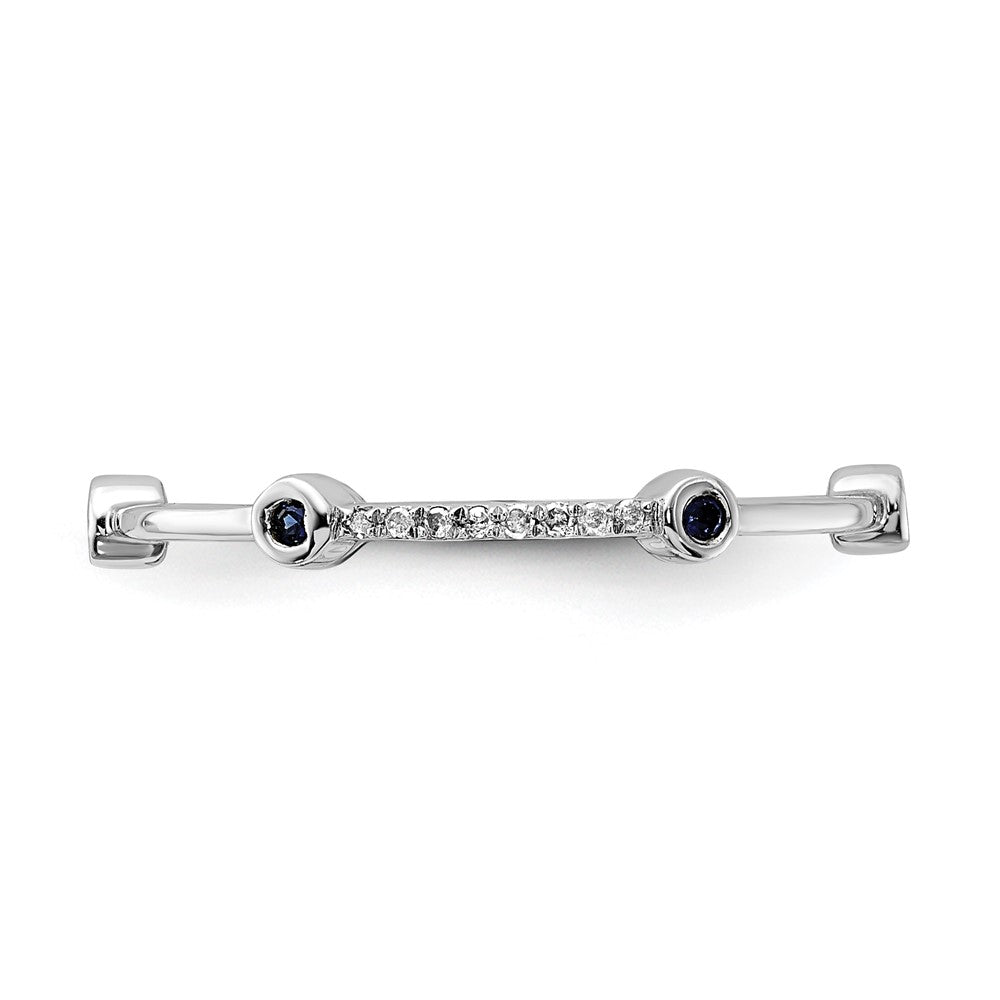 Sterlingsilber Stack Expressions Poliert Erzeugt Saphir & Diamant Ring (size 8 Nur)