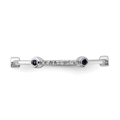 Sterlingsilber Stack Expressions Poliert Erzeugt Saphir & Diamant Ring (size 8 Nur)