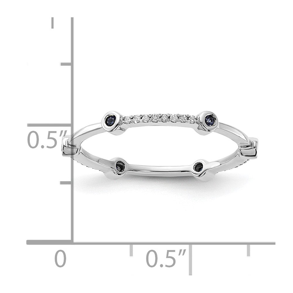 Sterlingsilber Stack Expressions Poliert Erzeugt Saphir & Diamant Ring (size 8 Nur)