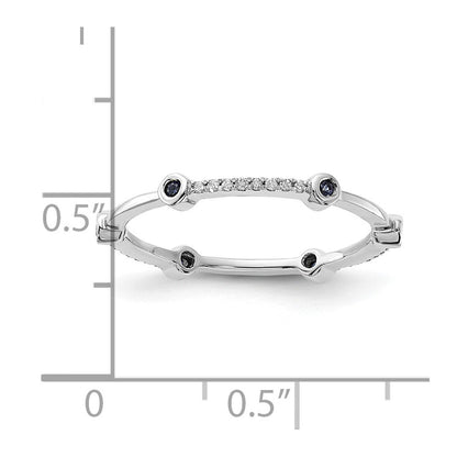 Sterlingsilber Stack Expressions Poliert Erzeugt Saphir & Diamant Ring (size 8 Nur)
