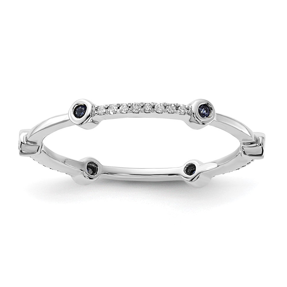 Sterlingsilber Stack Expressions Poliert Erzeugt Saphir & Diamant Ring (size 8 Nur)