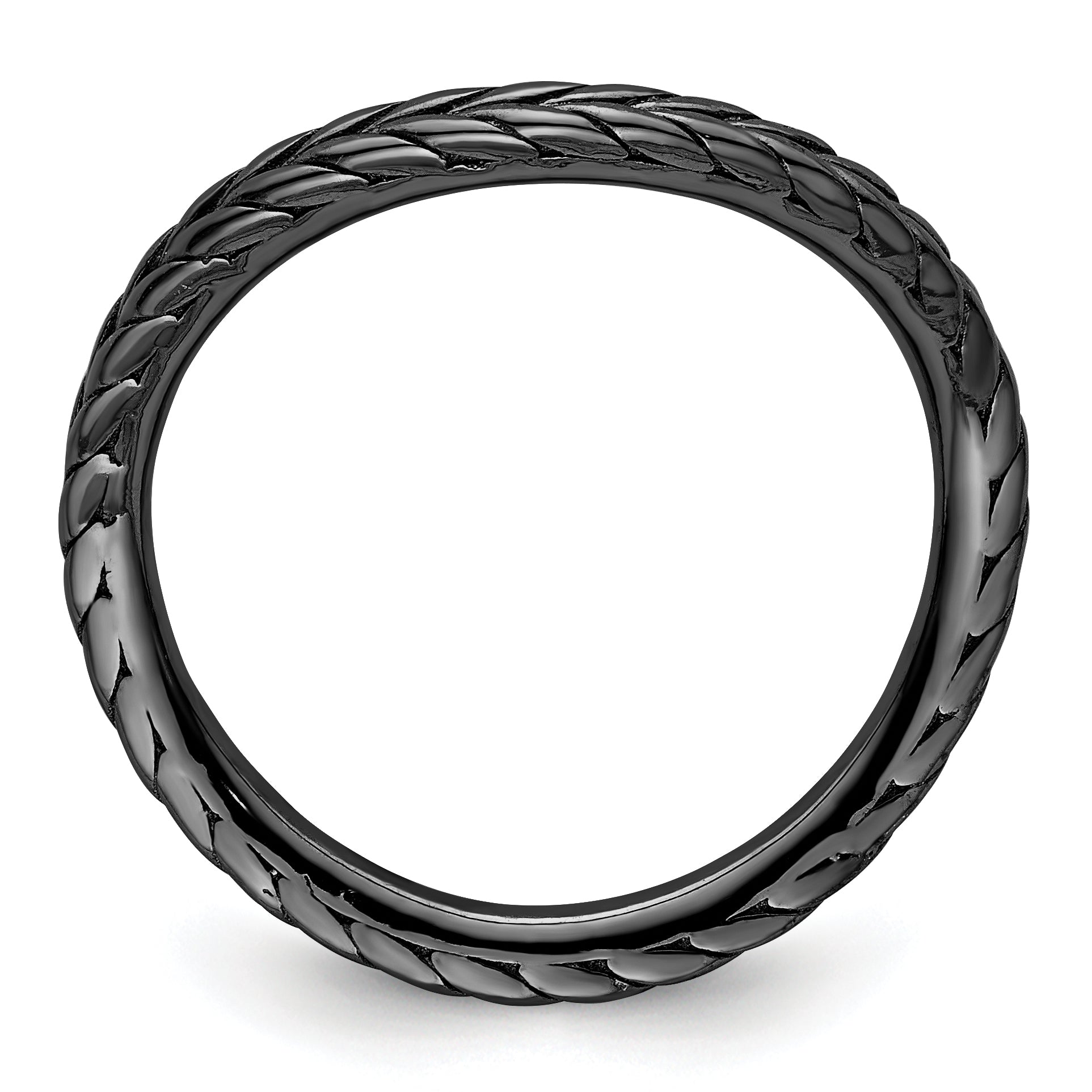 Sterlingsilber Stapelbar Expressions Poliert Schwarz Beschichtet Welle Ring