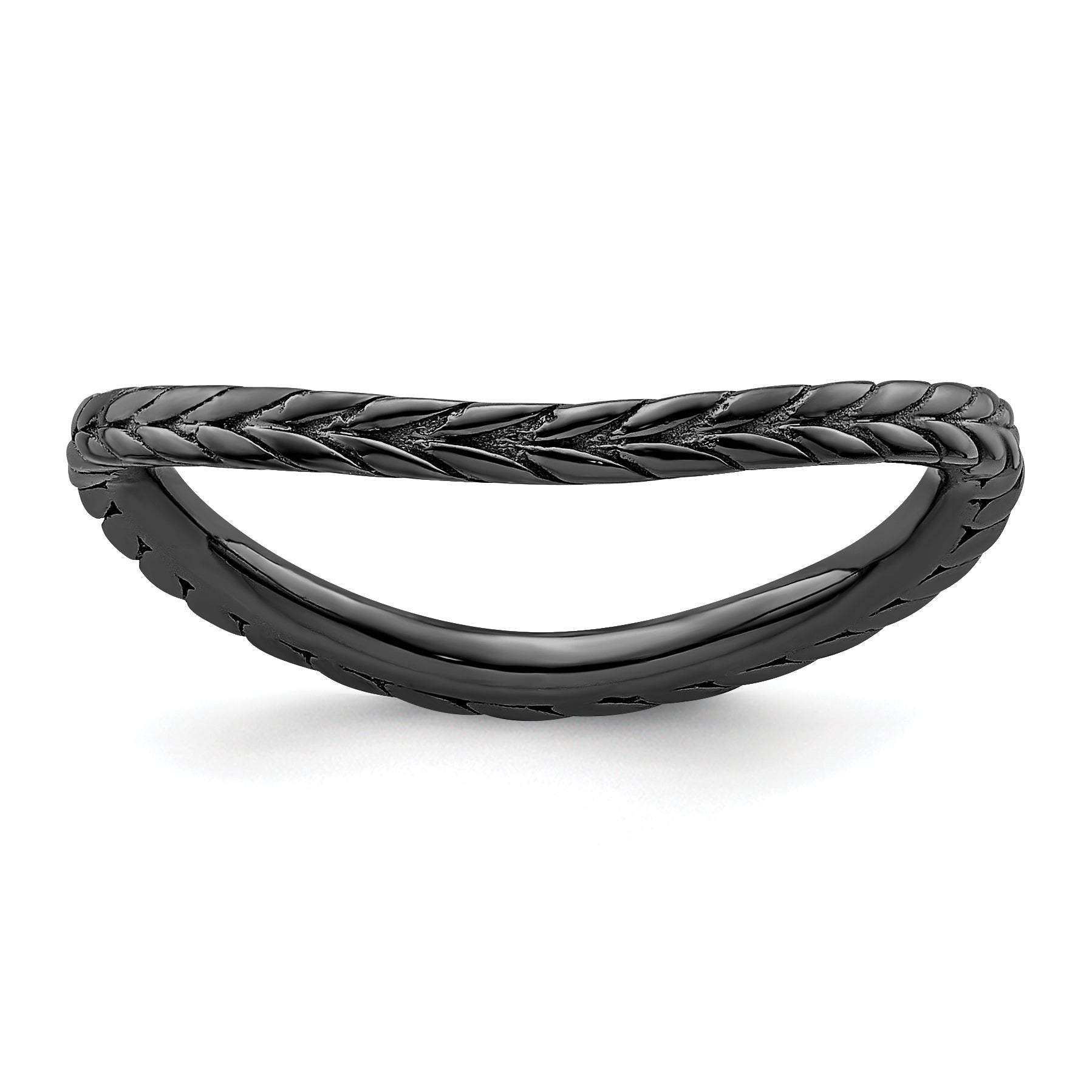 Sterlingsilber Stapelbar Expressions Poliert Schwarz Beschichtet Welle Ring