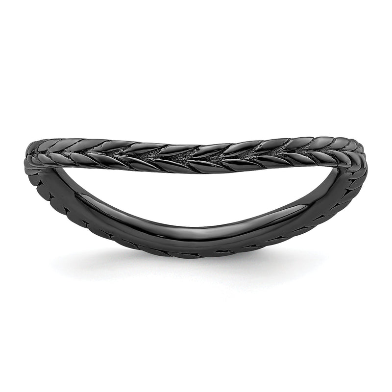 Sterlingsilber Stapelbar Expressions Poliert Schwarz Beschichtet Welle Ring
