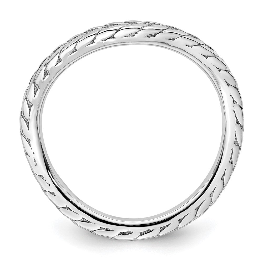 Sterlingsilber Stapelbar Expressions Poliert Rhodiniert Welle Ring (size 5 Nur)
