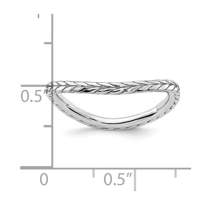 Sterlingsilber Stapelbar Expressions Poliert Rhodiniert Welle Ring (size 5 Nur)