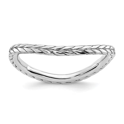 Sterlingsilber Stapelbar Expressions Poliert Rhodiniert Welle Ring (size 5 Nur)