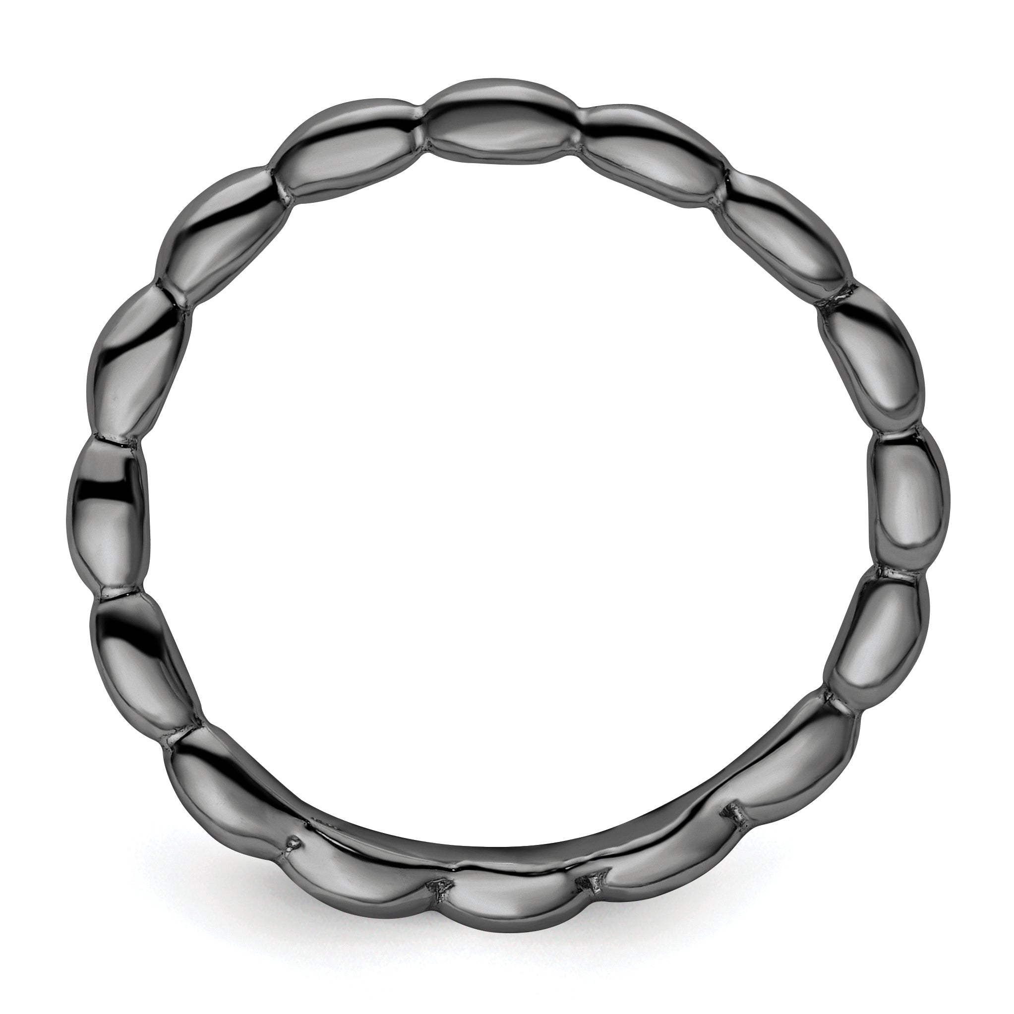 Sterlingsilber Stapelbar Expressions Poliert Schwarz Platte Welle Ring