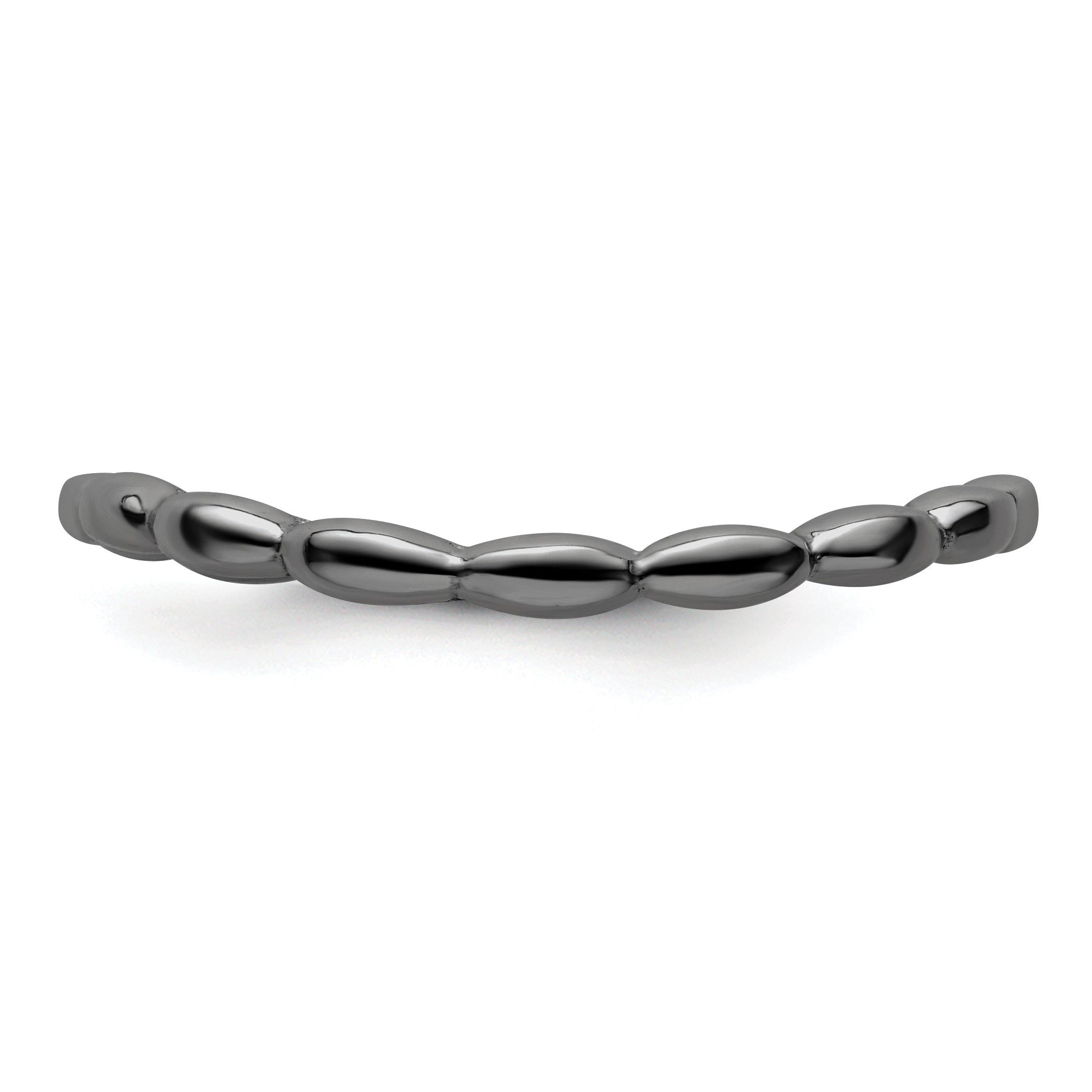 Sterlingsilber Stapelbar Expressions Poliert Schwarz Platte Welle Ring