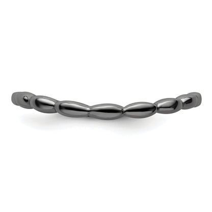 Sterlingsilber Stapelbar Expressions Poliert Schwarz Platte Welle Ring