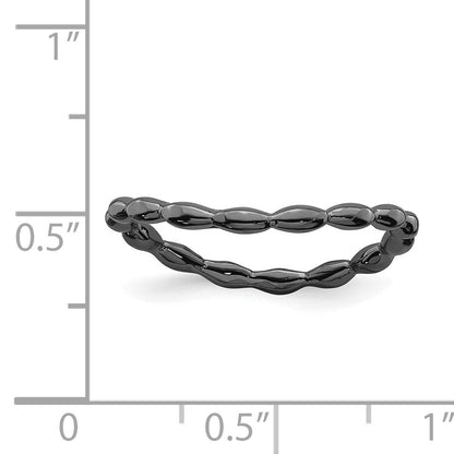 Sterlingsilber Stapelbar Expressions Poliert Schwarz Platte Welle Ring
