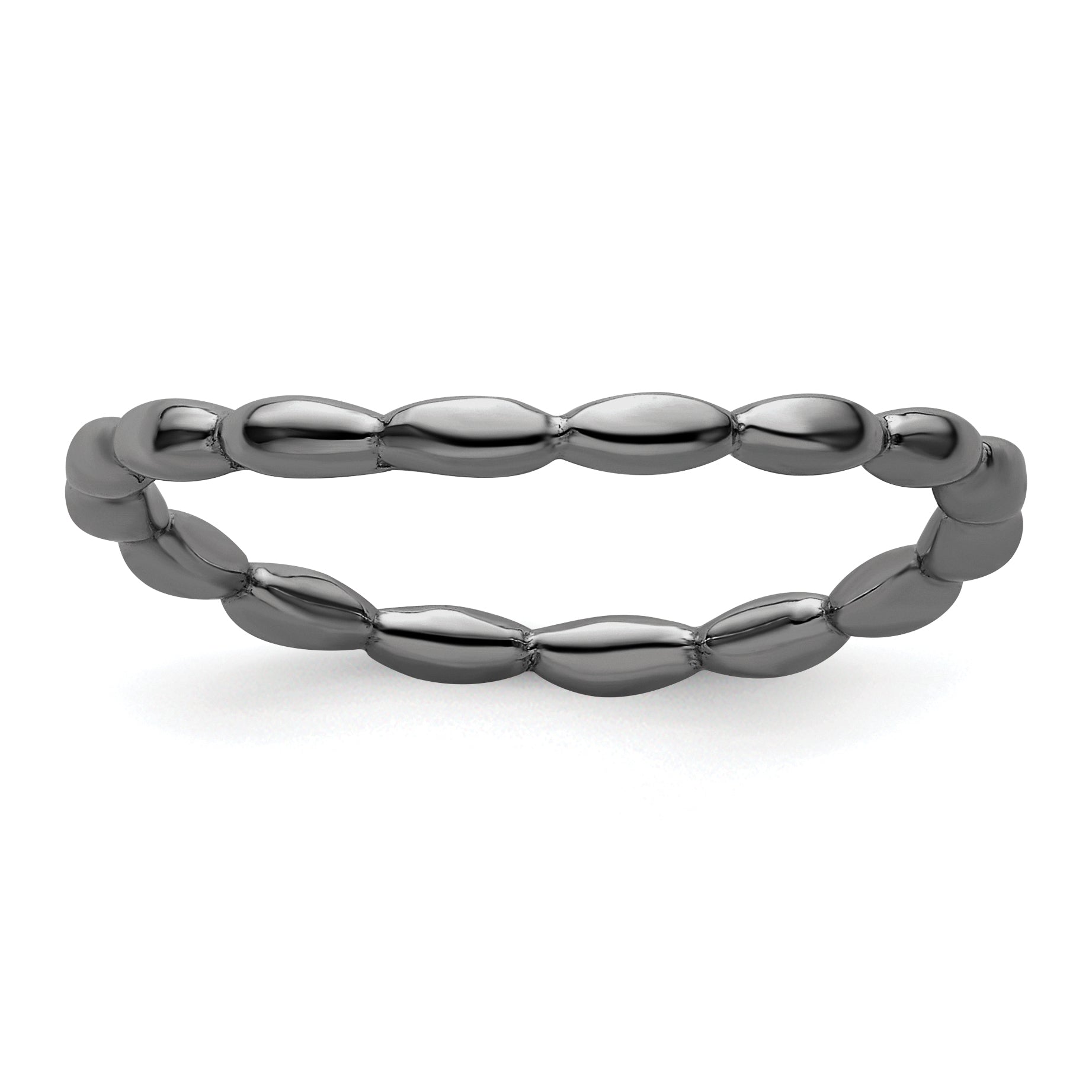 Sterlingsilber Stapelbar Expressions Poliert Schwarz Platte Welle Ring