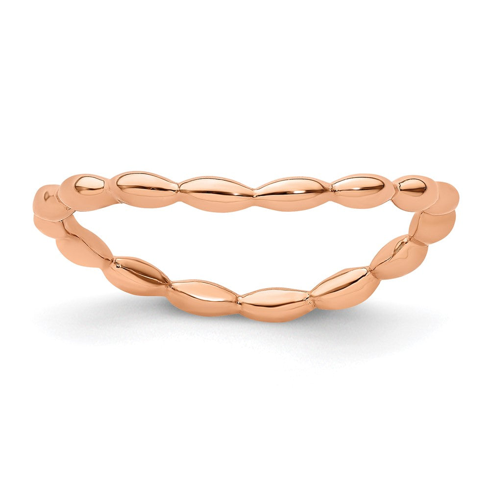 Sterlingsilber Stapelbar Expressions Poliert Rosa Platte Welle Ring