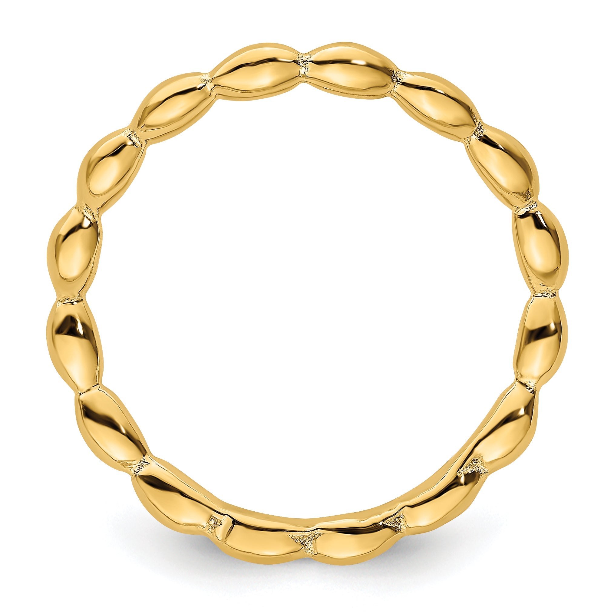 Sterlingsilber Stapelbar Expressions Poliert Gold Platte Welle Ring