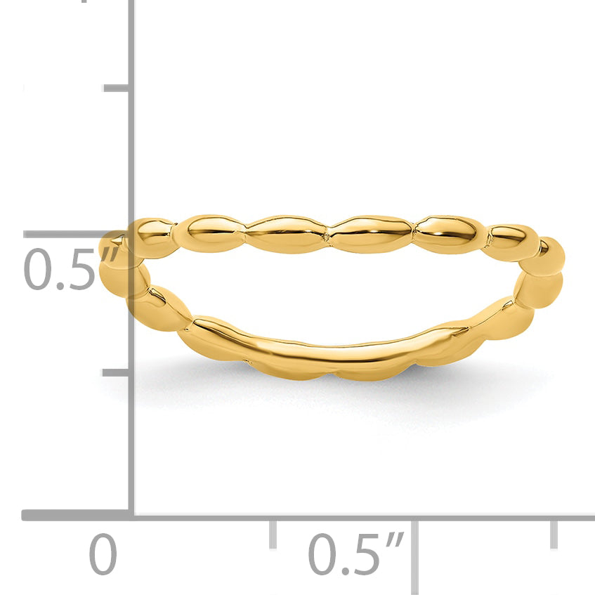 Sterlingsilber Stapelbar Expressions Poliert Gold Platte Welle Ring