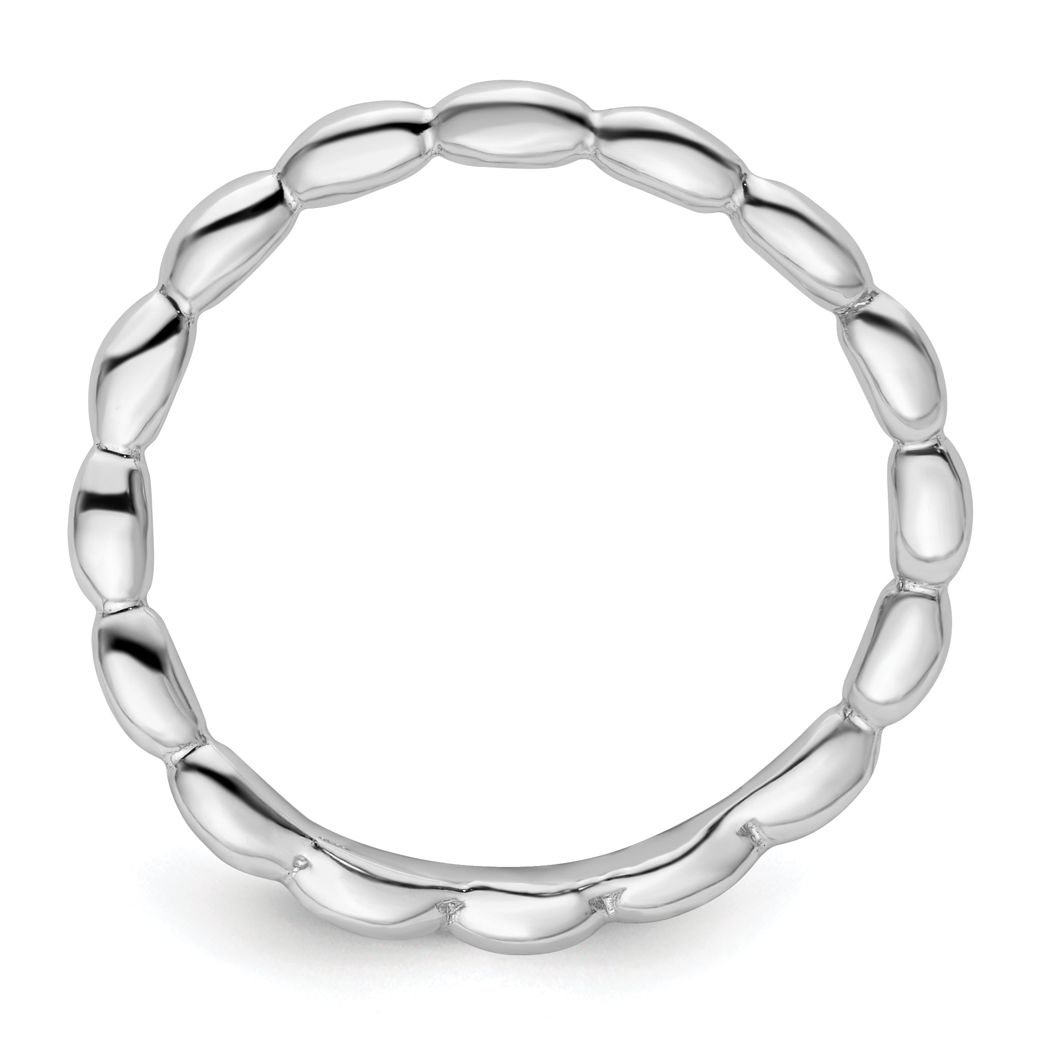 Sterlingsilber Stapelbar Expressions Poliert Rhodium Platte Welle Ring