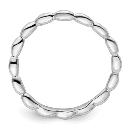 Sterlingsilber Stapelbar Expressions Poliert Rhodium Platte Welle Ring