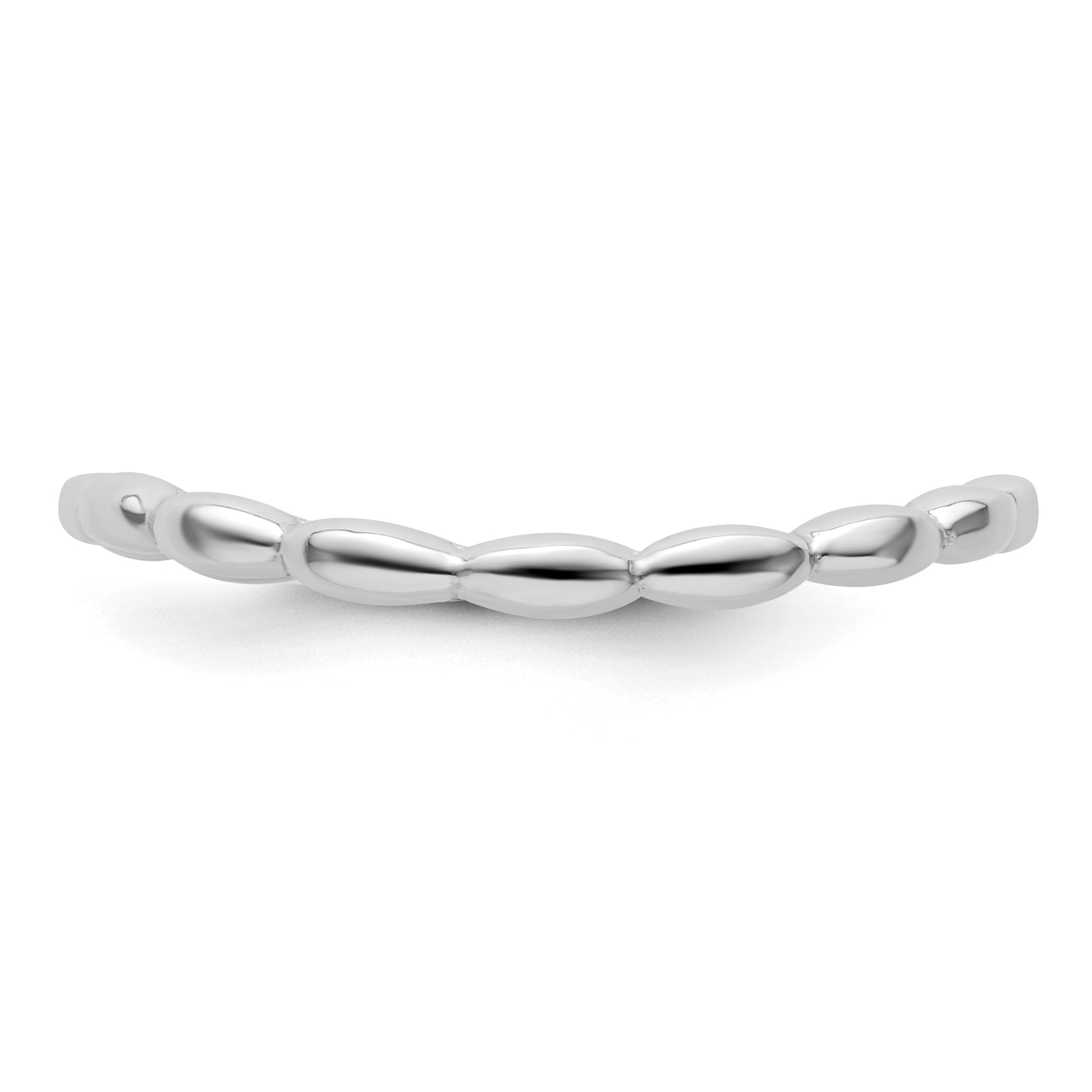 Sterlingsilber Stapelbar Expressions Poliert Rhodium Platte Welle Ring