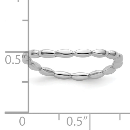 Sterlingsilber Stapelbar Expressions Poliert Rhodium Platte Welle Ring