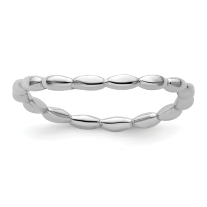 Sterlingsilber Stapelbar Expressions Poliert Rhodium Platte Welle Ring