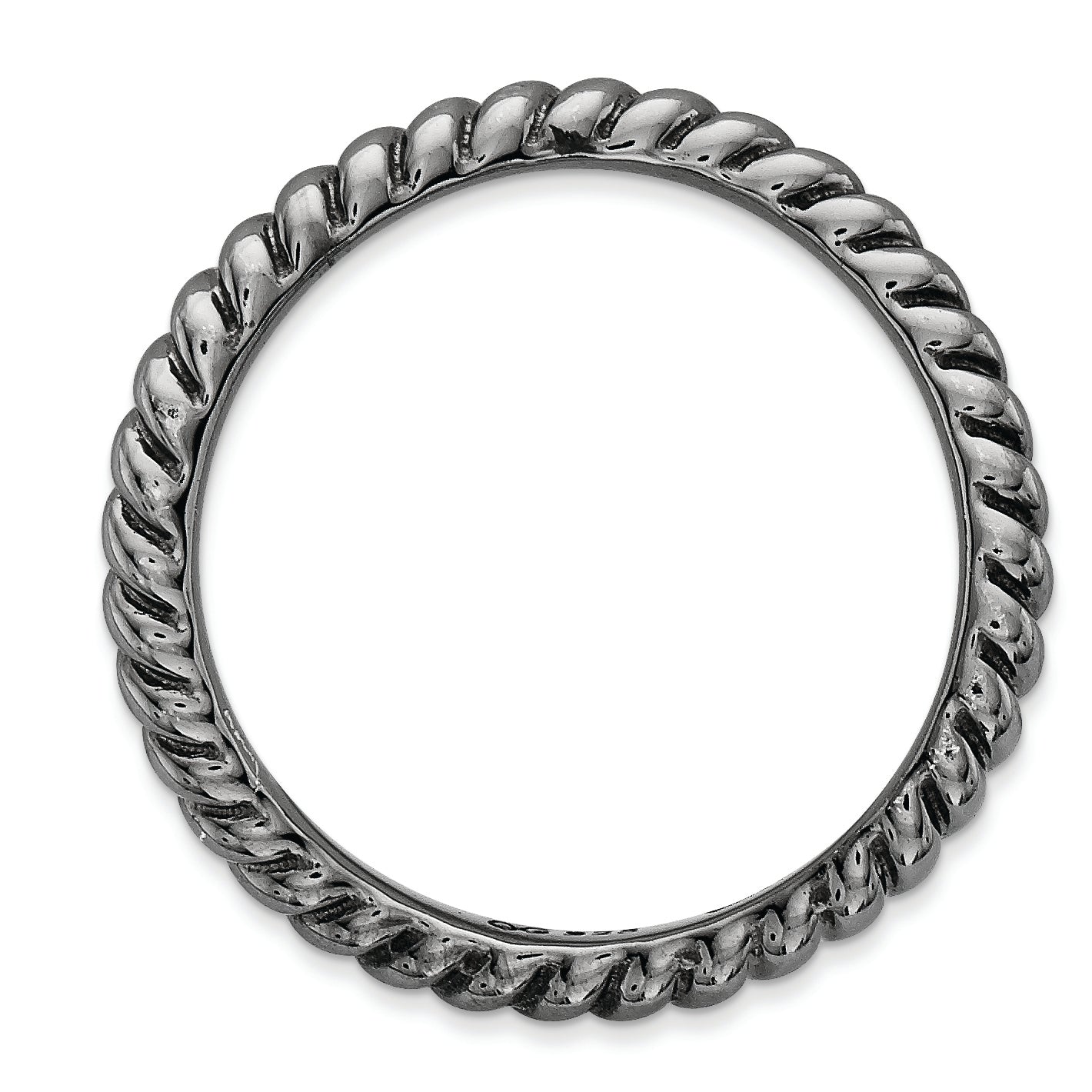 Sterlingsilber Stapelbar Expressions Poliert Schwarz Platte Welle Ring