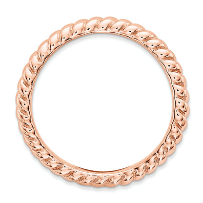 Sterlingsilber Stapelbar Expressions Poliert Rosa Platte Welle Ring