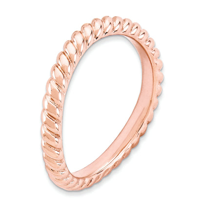 Sterlingsilber Stapelbar Expressions Poliert Rosa Platte Welle Ring