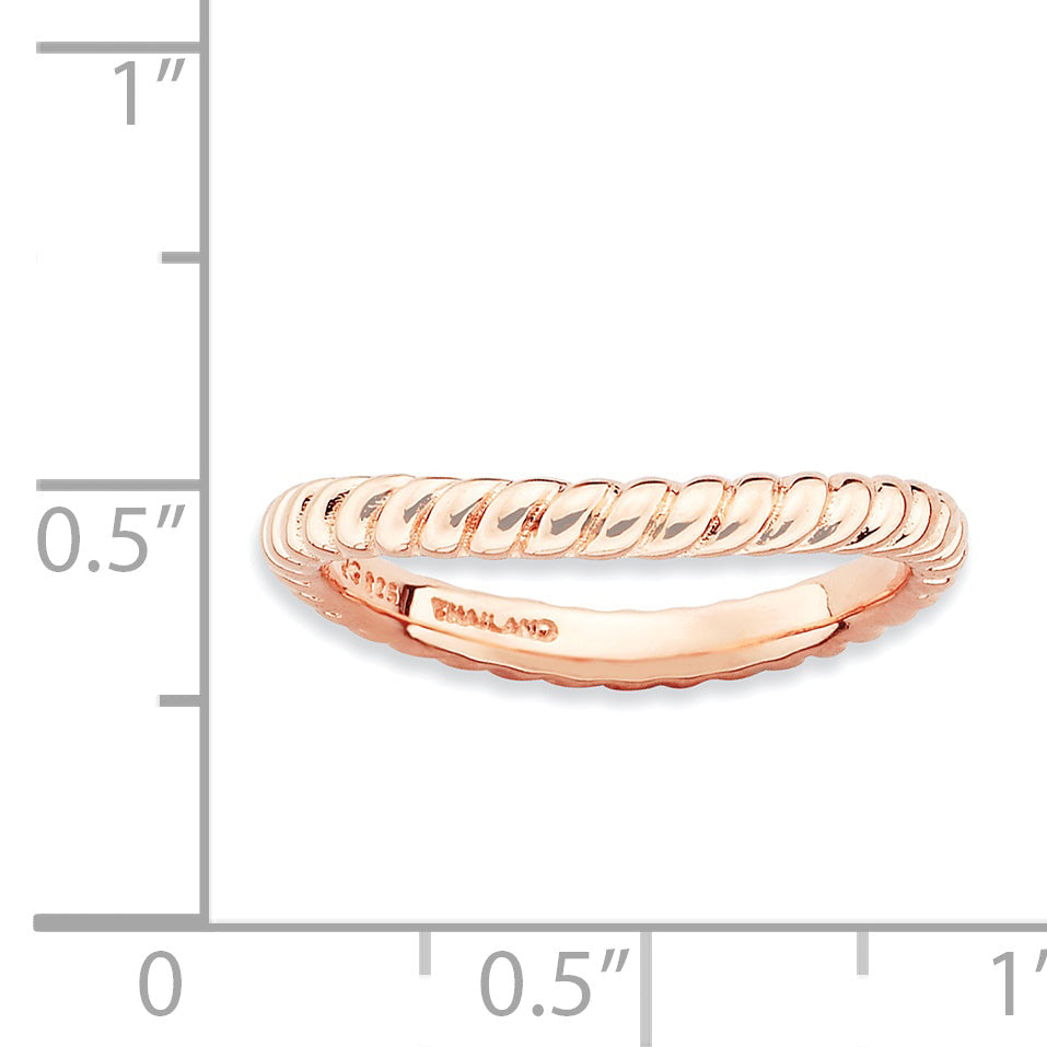 Sterlingsilber Stapelbar Expressions Poliert Rosa Platte Welle Ring
