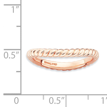 Sterlingsilber Stapelbar Expressions Poliert Rosa Platte Welle Ring