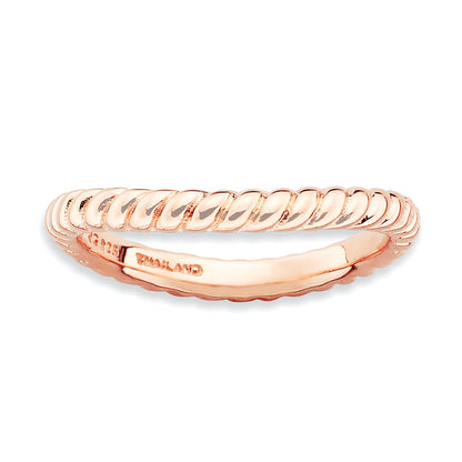Sterlingsilber Stapelbar Expressions Poliert Rosa Platte Welle Ring