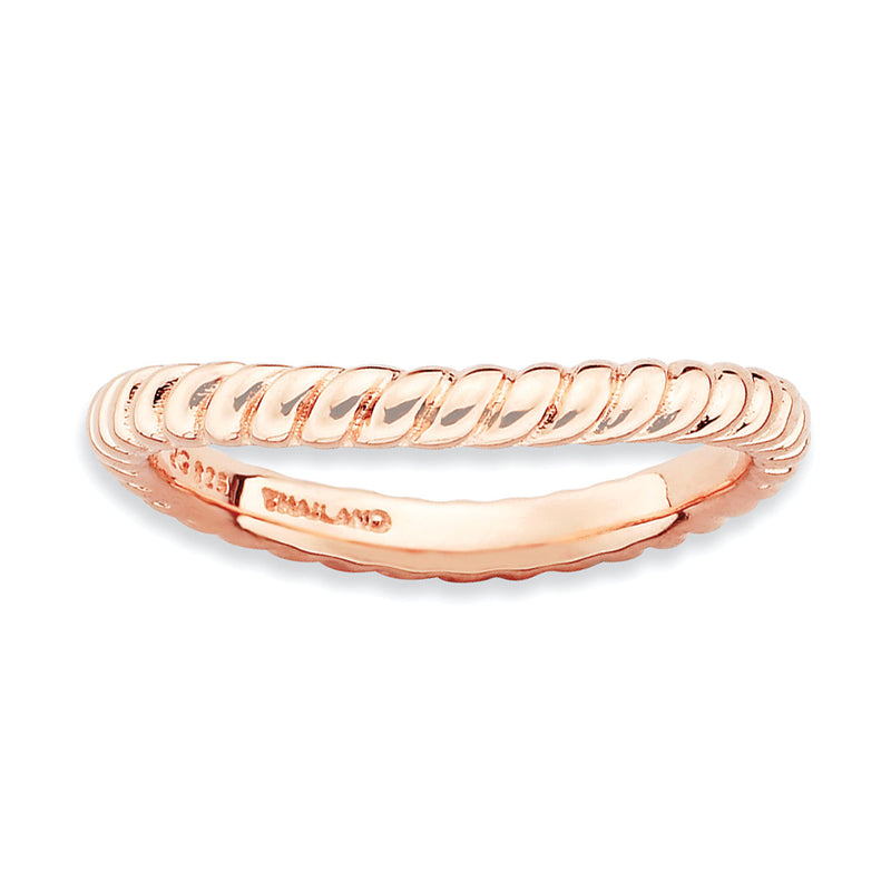 Sterlingsilber Stapelbar Expressions Poliert Rosa Platte Welle Ring