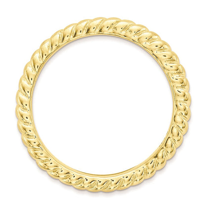 Sterlingsilber Stapelbar Expressions Poliert Gold Platte Welle Ring