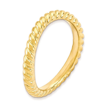 Sterlingsilber Stapelbar Expressions Poliert Gold Platte Welle Ring