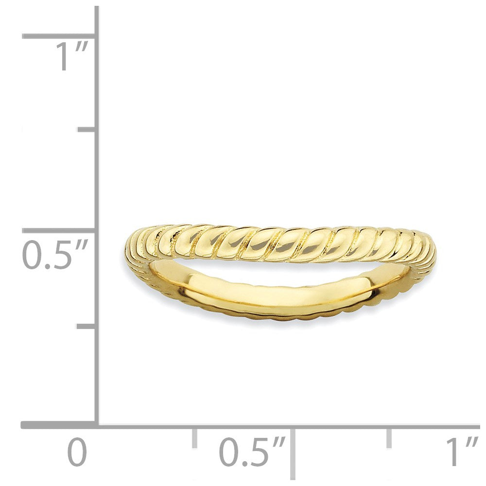 Sterlingsilber Stapelbar Expressions Poliert Gold Platte Welle Ring