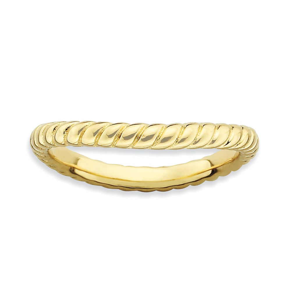 Sterlingsilber Stapelbar Expressions Poliert Gold Platte Welle Ring