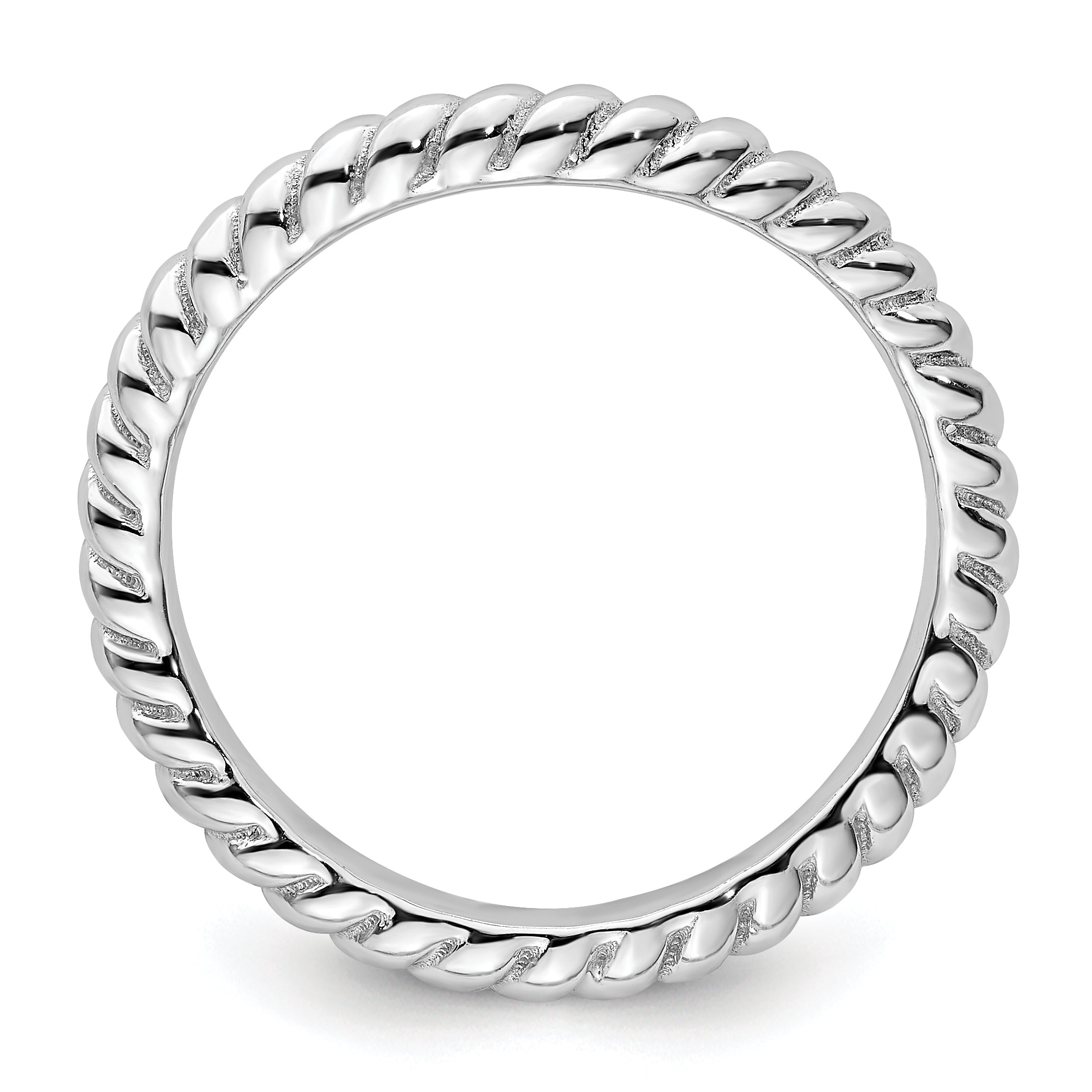 Sterlingsilber Stapelbar Expressions Poliert Rhodium Platte Welle Ring