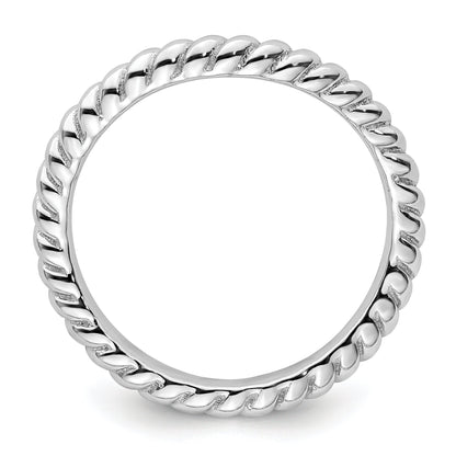 Sterlingsilber Stapelbar Expressions Poliert Rhodium Platte Welle Ring