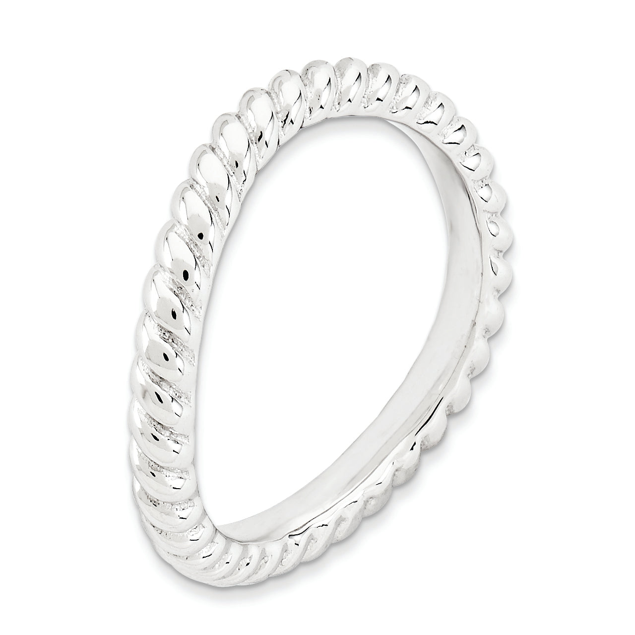 Sterlingsilber Stapelbar Expressions Poliert Rhodium Platte Welle Ring
