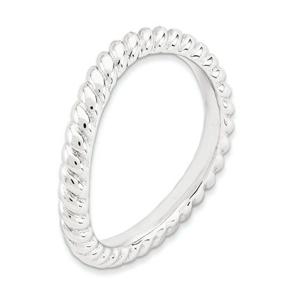 Sterlingsilber Stapelbar Expressions Poliert Rhodium Platte Welle Ring