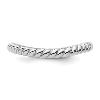 Sterlingsilber Stapelbar Expressions Poliert Rhodium Platte Welle Ring