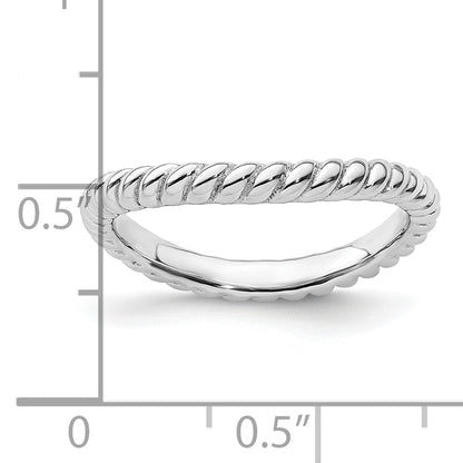 Sterlingsilber Stapelbar Expressions Poliert Rhodium Platte Welle Ring