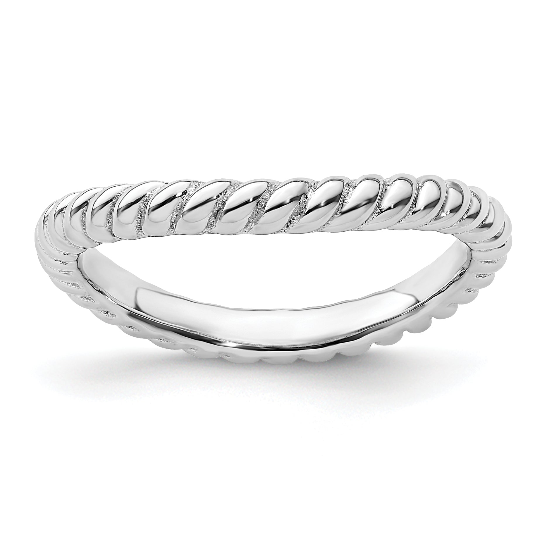 Sterlingsilber Stapelbar Expressions Poliert Rhodium Platte Welle Ring