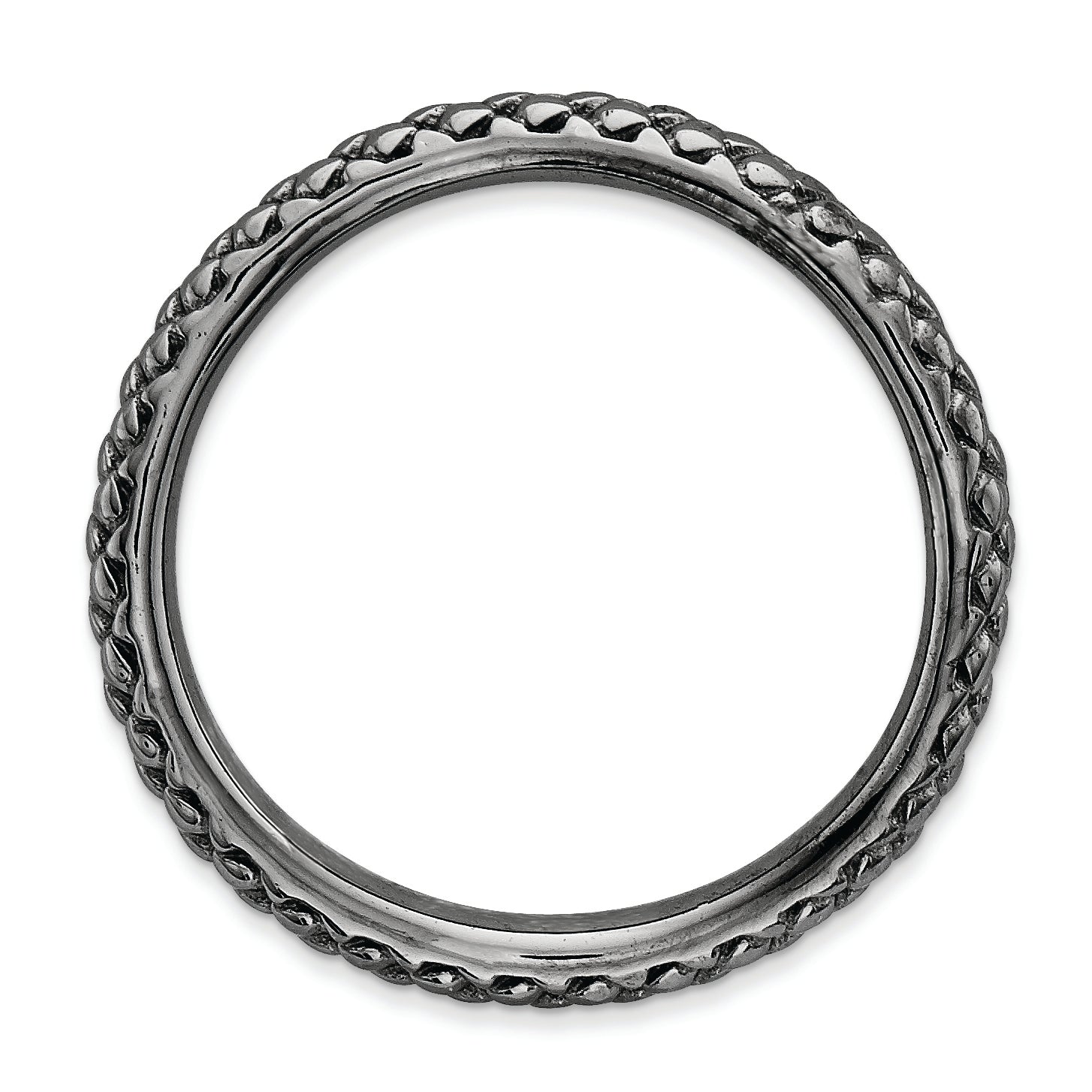 Sterlingsilber Stapelbar Expressions Poliert Schwarz Platte Welle Ring