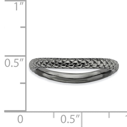 Sterlingsilber Stapelbar Expressions Poliert Schwarz Platte Welle Ring