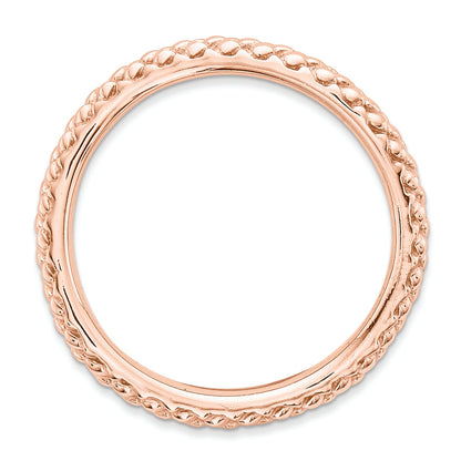 Sterlingsilber Stapelbar Expressions Poliert Rosa Platte Welle Ring